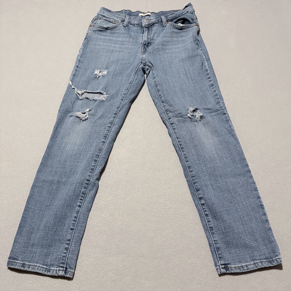 Levi’s Boyfriend Jeans Women's Blue Denim Distressed Mid Rise Zip Fly - 27